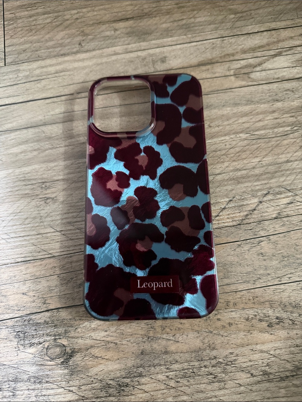 Burgundy & Light Blue Print Phone Case